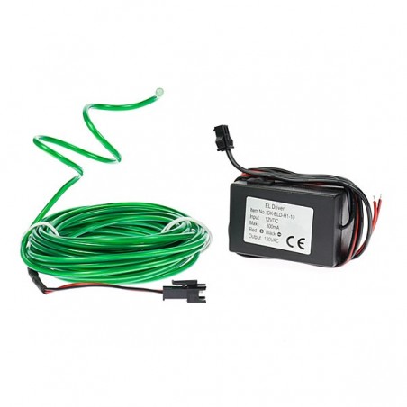 Cable luminoso verde 12 voltios 5m flex tuning moto