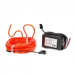 Cable luminoso tuning auto flexiforme rojo 12 voltios de 5m