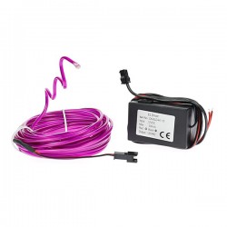 Cable luminoso sintonización PC flexible morado 12 voltios 5m