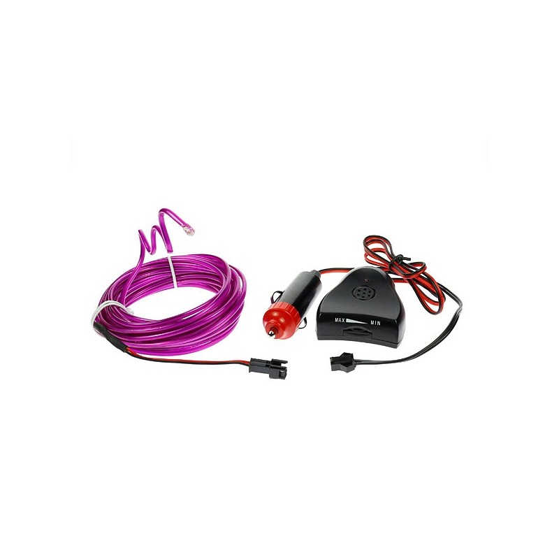 Bendable el wire 5m violet car tuning with sound sensor