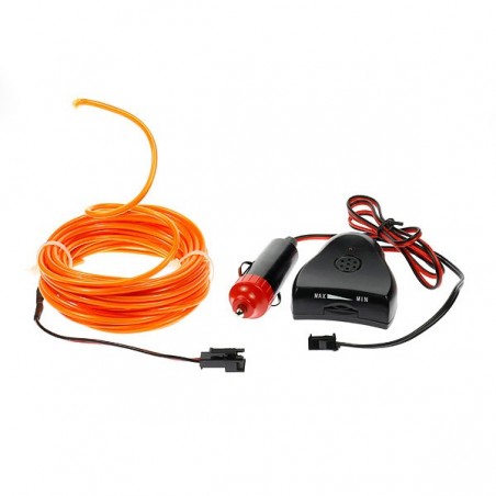 Cable luz moldeable tuning coche naranja 5m con sensor de sonido