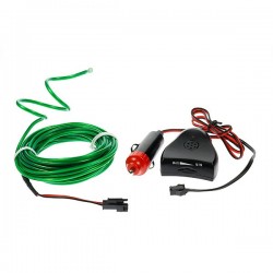 Cable luz moldeable coche tuning verde 5m con sensor de sonido