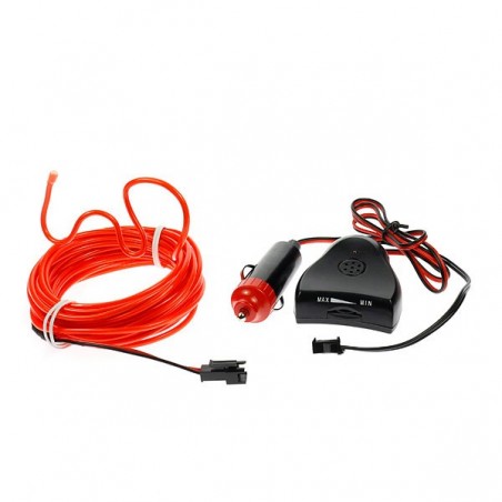 Cable luz moldeable coche tuning rojo 5m con sensor de sonido