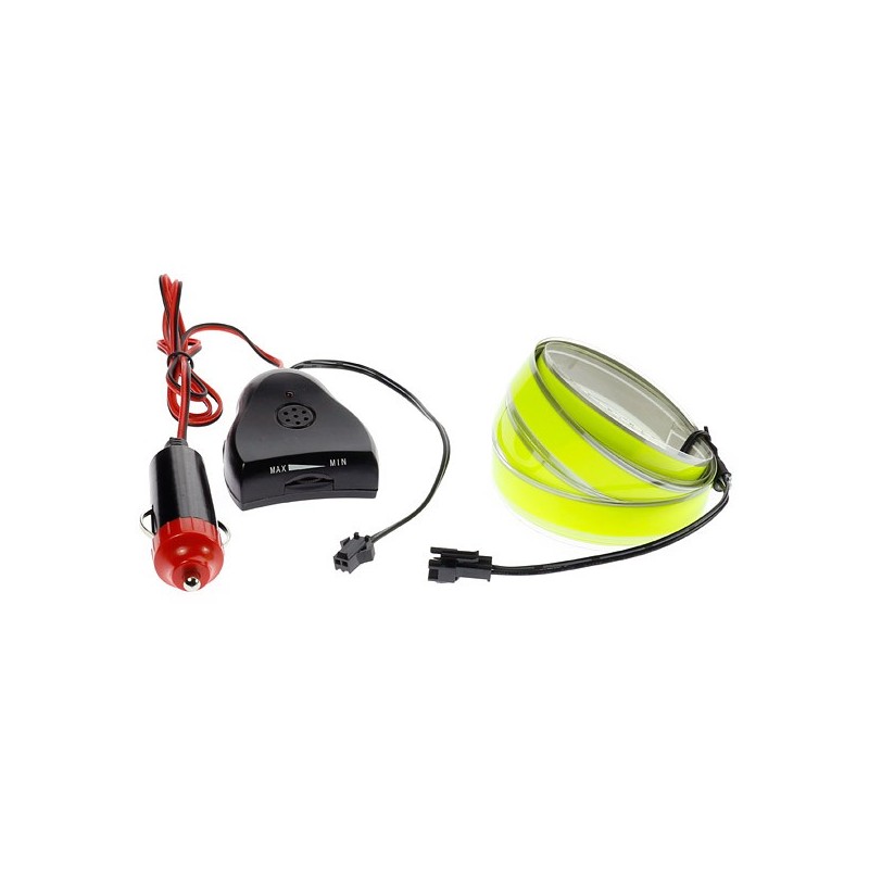 Bande lumineuse verte tuning auto 12V de 2m capteur de son