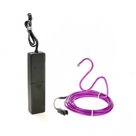 Bendable el wire 2m violet battery-operated with sound sensor