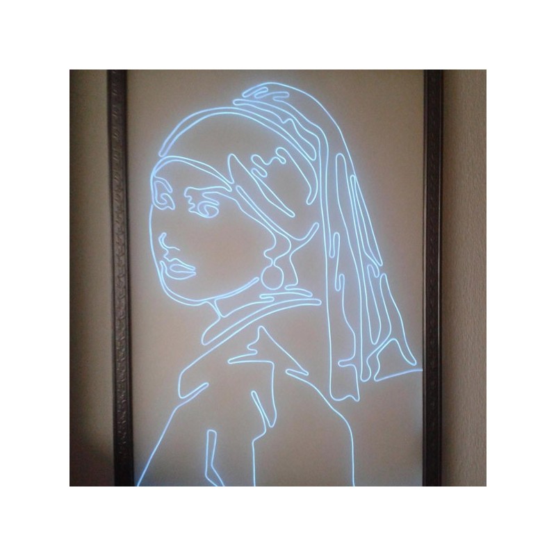 Das Mädchen mit der Perle in flexiblem Neon