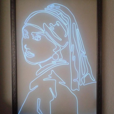 Das Mädchen mit der Perle in flexiblem Neon