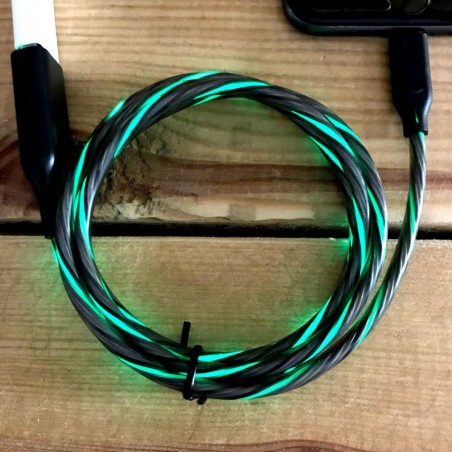 Cable cargador con luz verde para smartphone Android