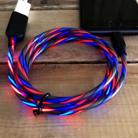 Cable cargador luminoso multicolor para iPhone iOS