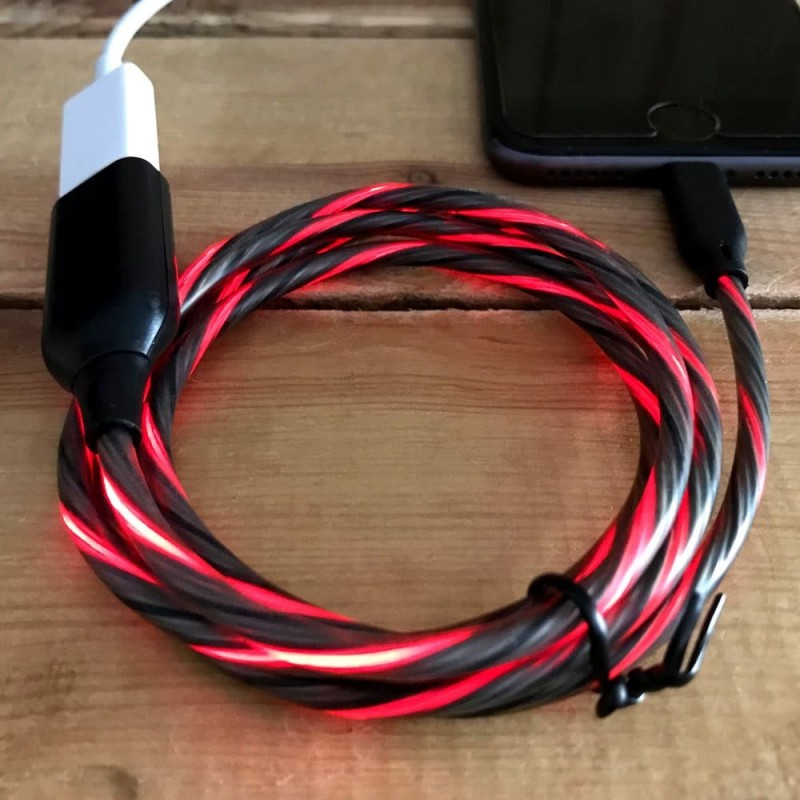 Cable cargador con luz roja para iPhone iOS