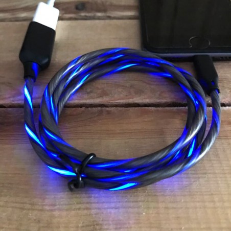 Cable cargador luminoso azul para iPhone iOS