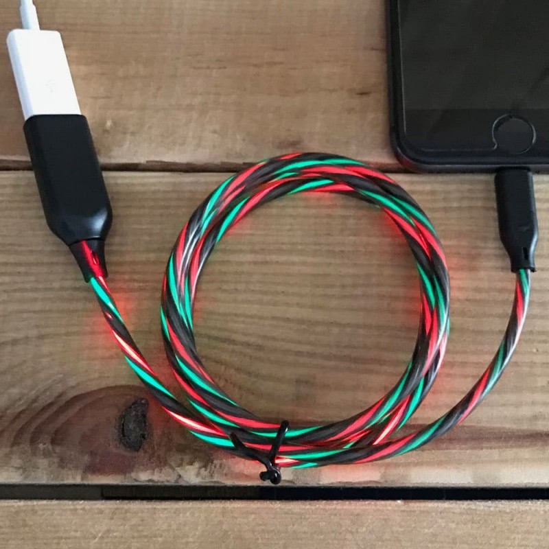 Illuminated smartphone charger cord with Micro USB connector
