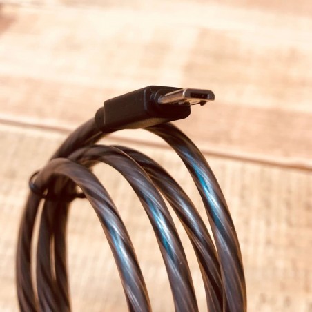 Illuminated green charger lead for smartphone with Micro USB connector