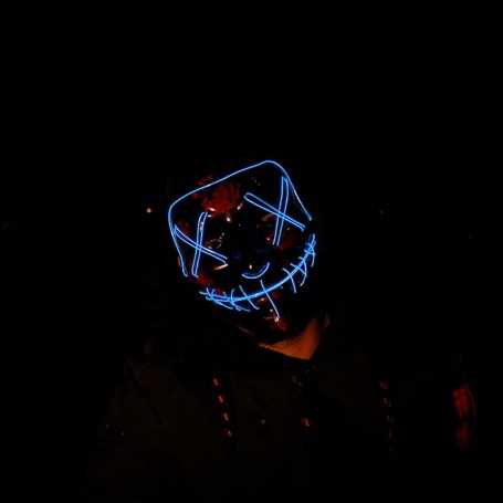 Máscara de terror luminosa azul