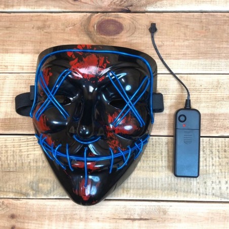 Masque LED lumineux bleu d'Halloween