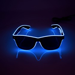 Blaue Leuchtbrille mit Batteriefach und Blinkfunktion