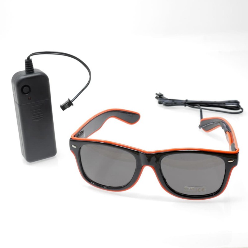 Lunettes lumineuses rouges avec boitier piles et fonction clignotement