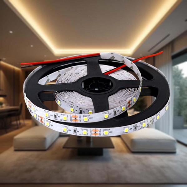 Tira LED 12V 60LED/m Blanco Cálido 3000K Decorativo - 2m50