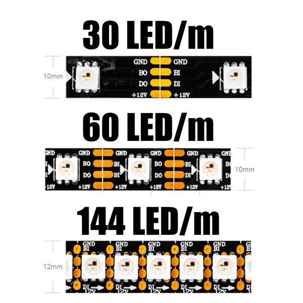 LED strip WS2815 12V Addressable - 30LED/m - IP65 - 1 Pixel/LED - 1m