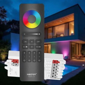 Contrôleur pour ruban LED multicolore et blanc variable RGBCCT avec télécommande