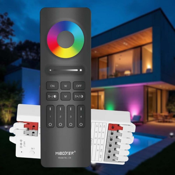 Controlador para tira LED multicolor y blanco variable RGBCCT con mando a distancia