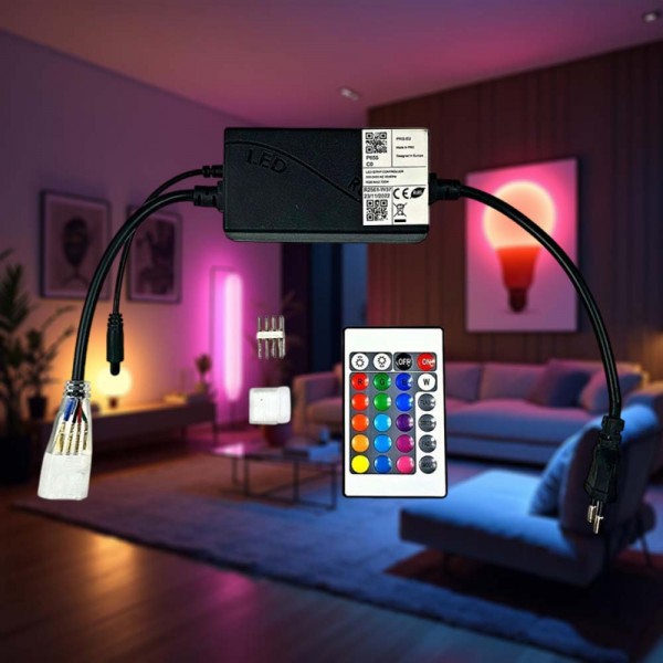 Controlador para tira LED RGB 220V directo con mando a distancia